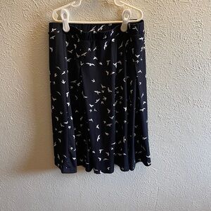 Gilli Dark Blue A-Line Skirt with Bird Pattern